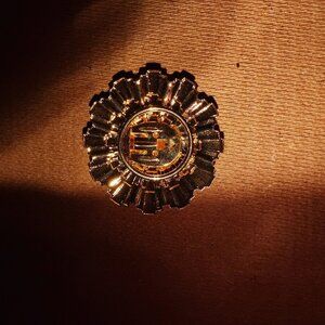 Vintage Gold-Tone Metal Sunburst Brooch Pin Jewelry Accessory
